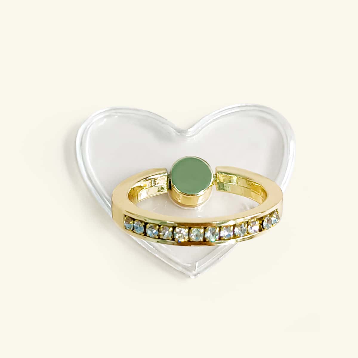

1pc Clear Heart Decor Rhinestone Phone Ring Holder