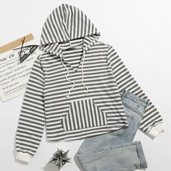 

Kangaroo Pocket Striped Hoodie, Multicolor