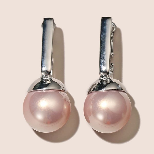 

Серьги с искусственным жемчугом, Розовые