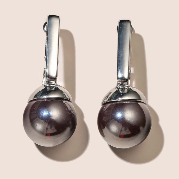 

Faux Pearl Decor Earrings, Black