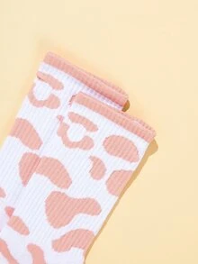 Graphic Ribbed Socks - Pink - View 2