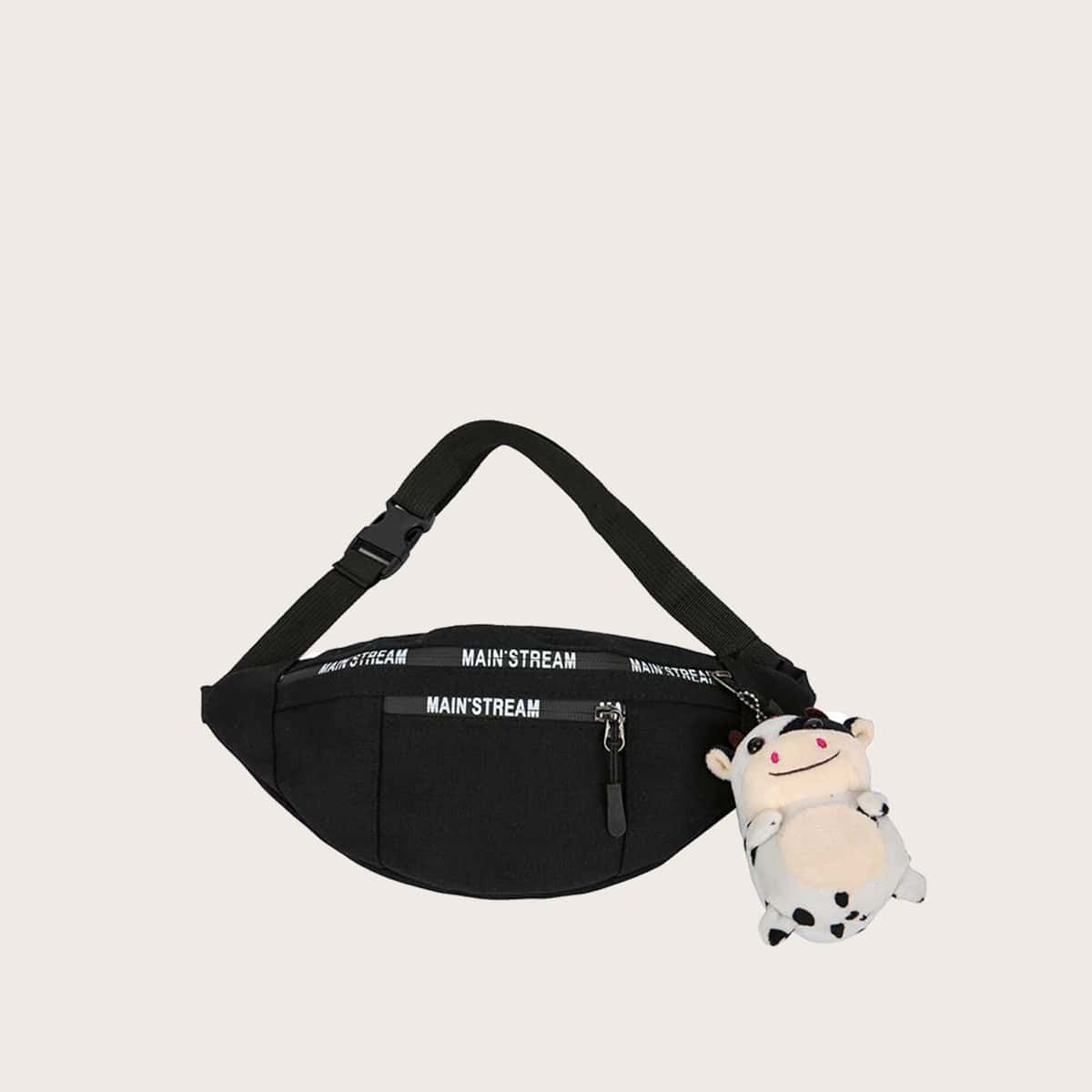 

Letter Tape Fanny Pack & Bag Charm, Black