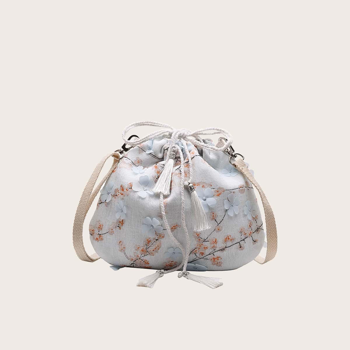 

Floral Applique Bucket Bag, Multicolor