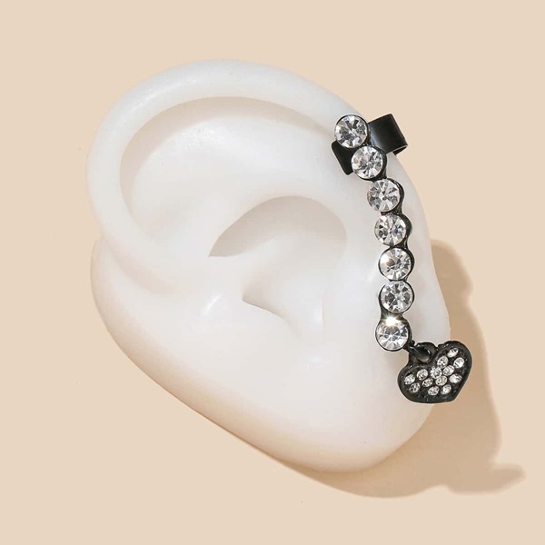 

1pc Rhinestone Decor Ear Cuff, Black
