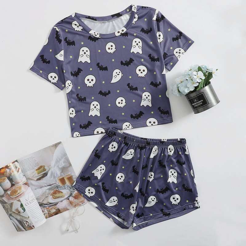 

Halloween Print PJ Set, Purple