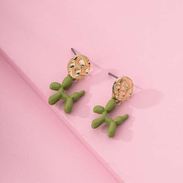 

Girls Cartoon Charm Drop Earrings, Green
