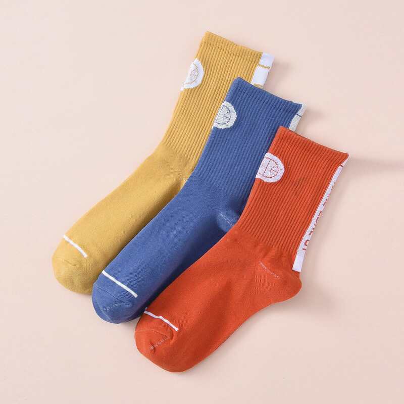 

3pairs Guys Letter Graphic Socks, Multicolor