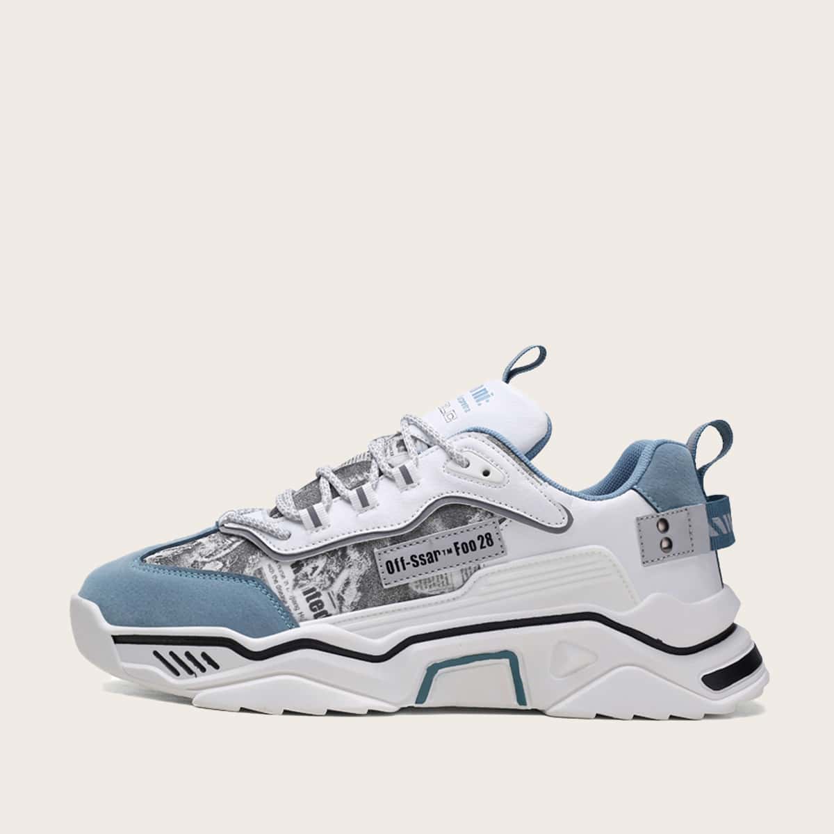 

Guys Lace-up Front Letter Graphic Chunky Sneakers, Blue