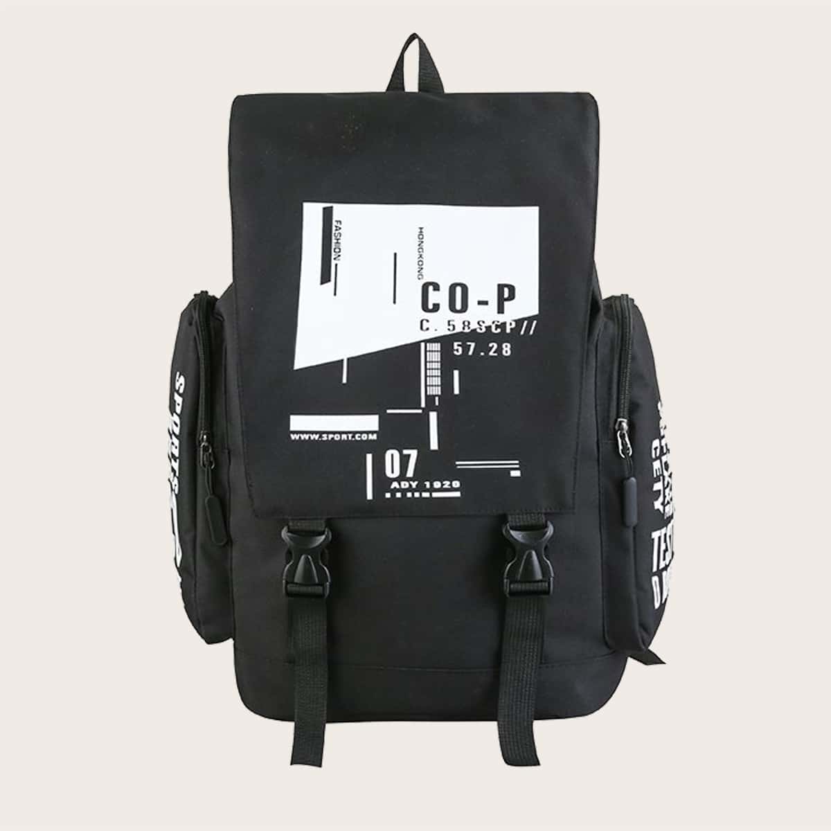 

Guys Letter Graphic Flap Backpack, Black