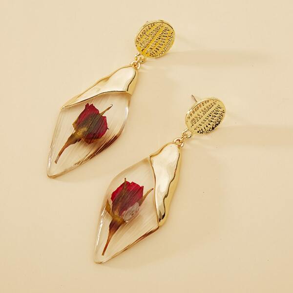 

Dried Flower Decor Geometric Drop Earrings, Multicolor
