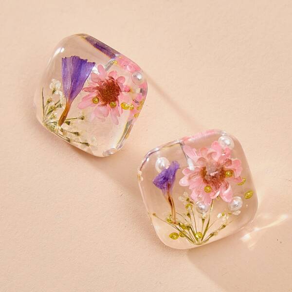 

Dried Flower Decor Stud Earrings, Multicolor