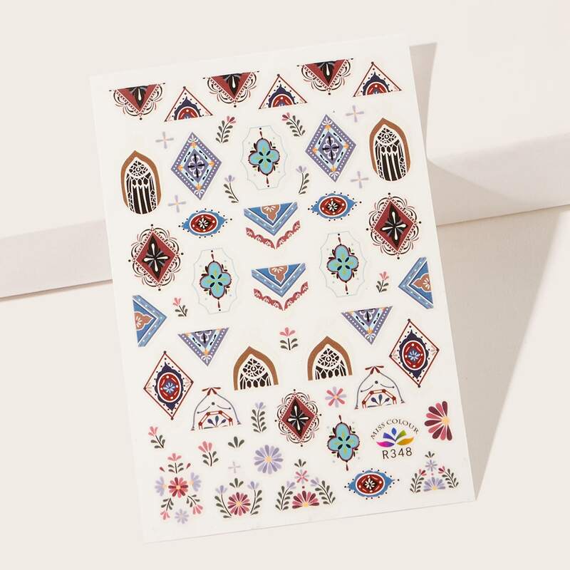 

1sheet Flower Pattern Nail Sticker, Multicolor
