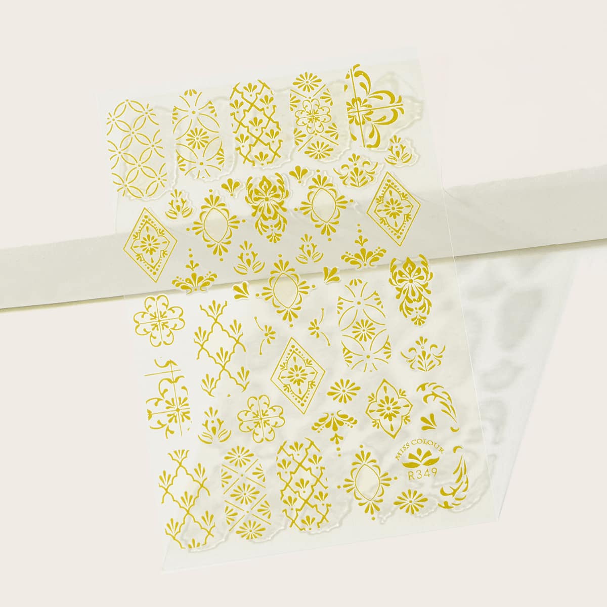 

1sheet Flower Pattern Nail Sticker, Gold
