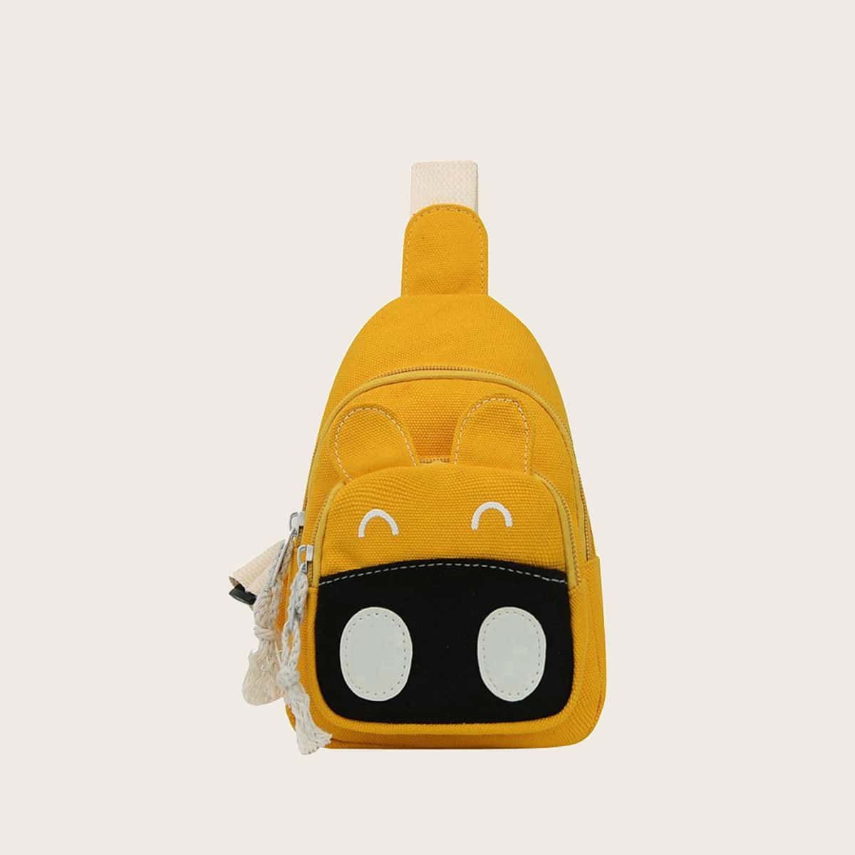 

Cartoon Canvas Crossbody Bag, Mustard yellow