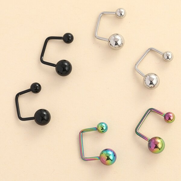

3pairs Men Ball Decor Earrings, Multicolor