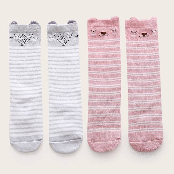 

2pairs Baby Cartoon Graphic Socks, Multicolor