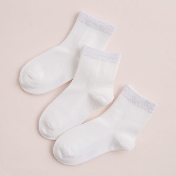 

3pairs Toddler Kids Simple Plain Socks, White