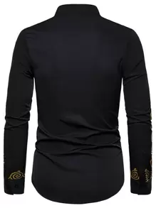 Manfinity AFTRDRK Men Baroque Print Button Front Shirt - Black - View 2