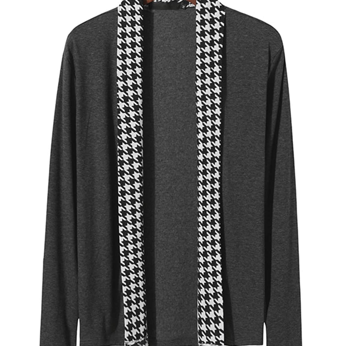 

Guys Houndstooth Panel Open Front Coat, Dark grey