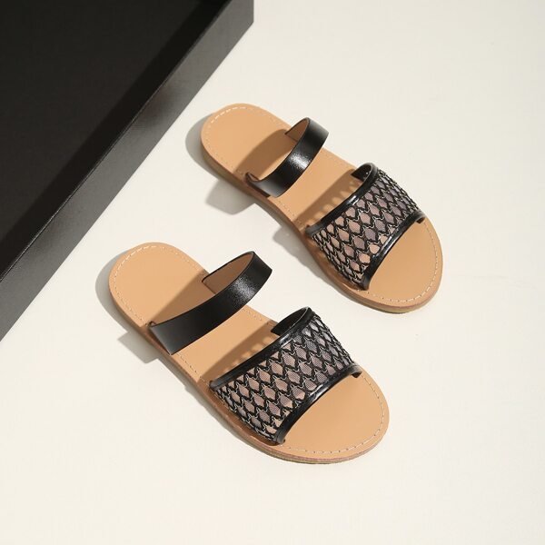 

Toddler Girls Sheer Mesh Slides, Black
