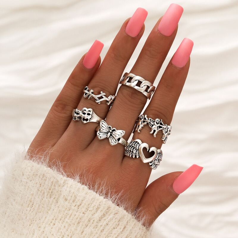 

6pcs Butterfly Ring, Silver