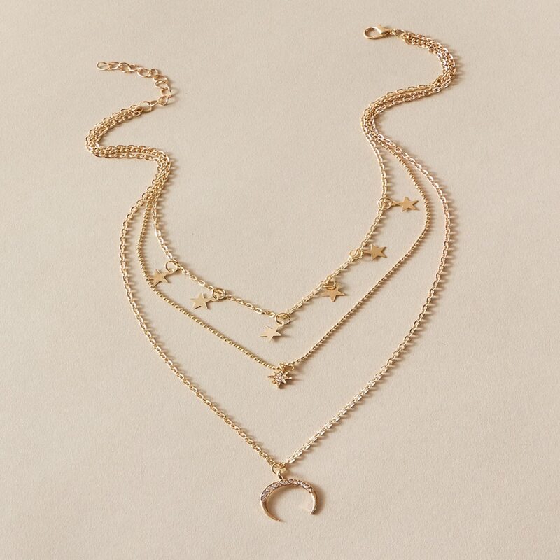

Star & Moon Layered Necklace, Gold