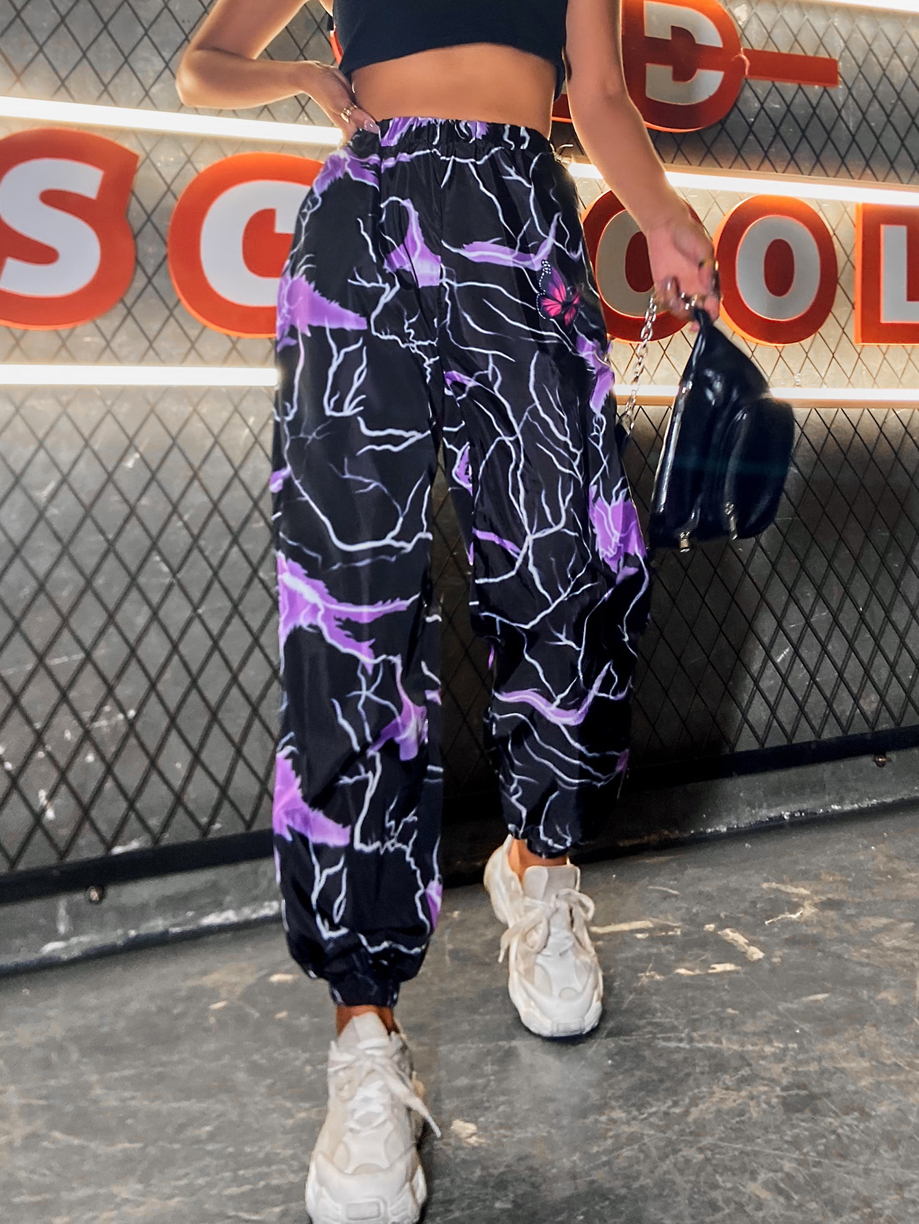 Butterfly lightning print pants
