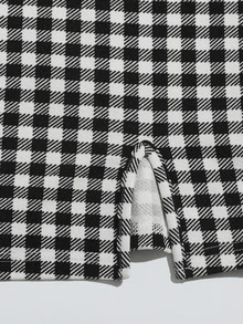 SHEIN EZwear Split Hem Gingham Bodycon Dress - Black and White - View 5