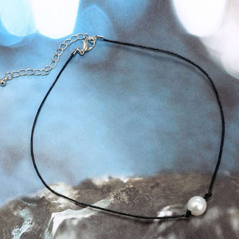 

1pc Faux Pearl Choker, Black