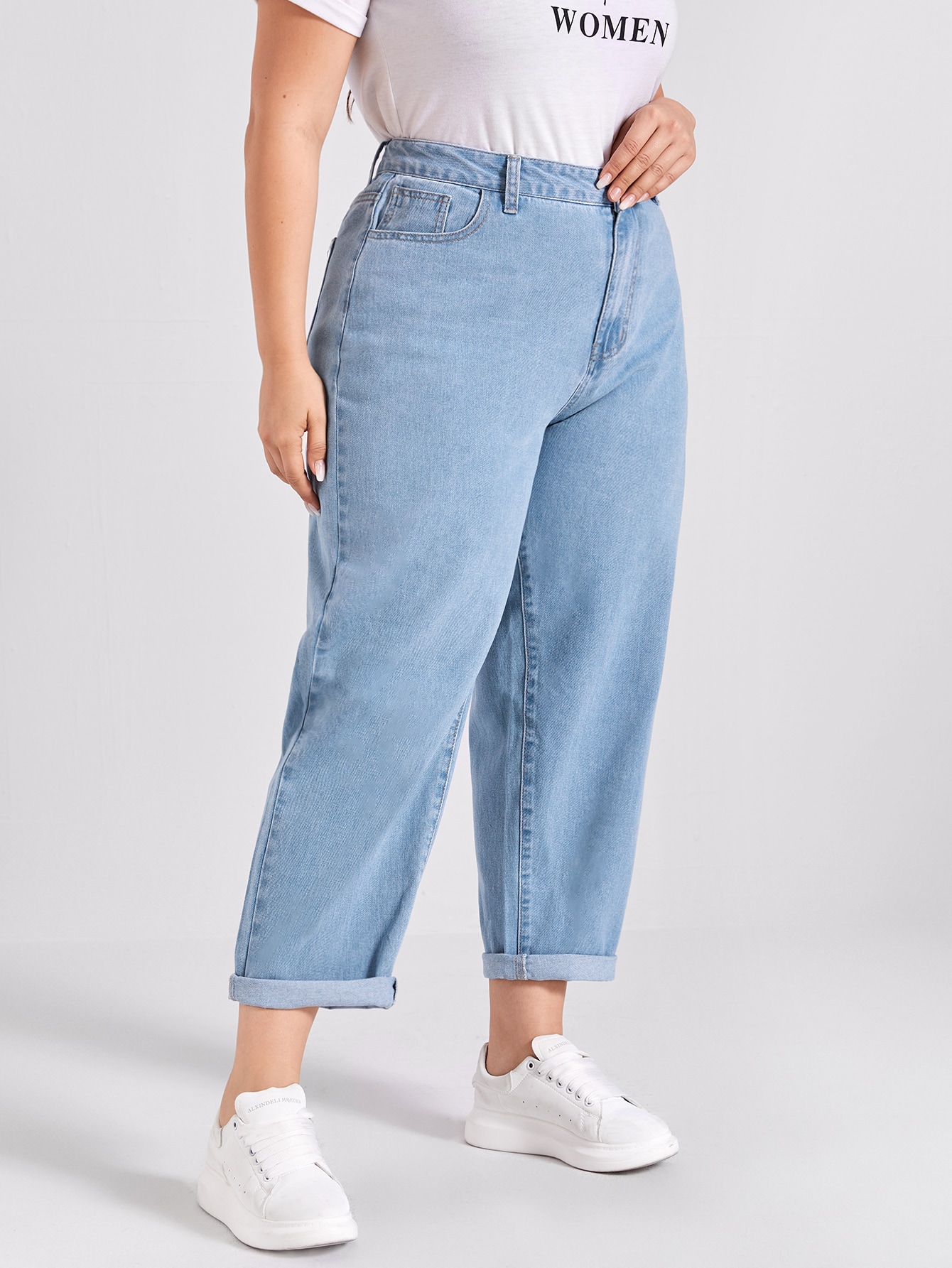 Plus Light Wash Slant Pocket Jeans thumbnail