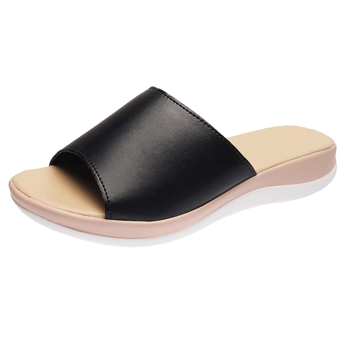 

Solid Wide Fit Slides, Black