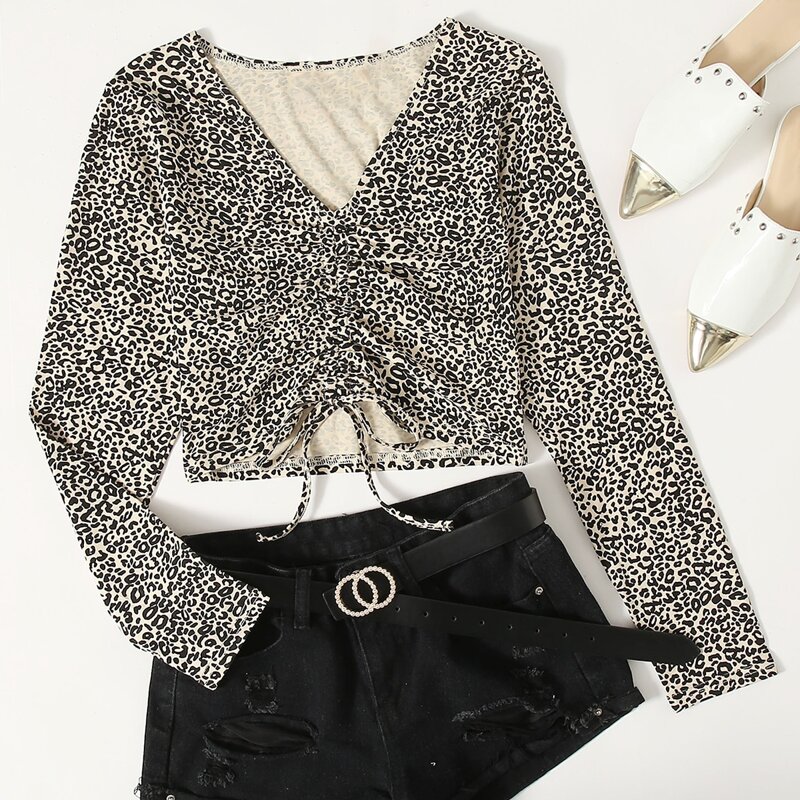 

Leopard Drawstring Tee, Multicolor