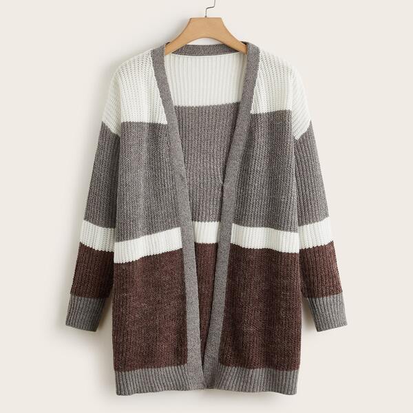 

Plus Colorblock Drop Shoulder Cardigan, Multicolor
