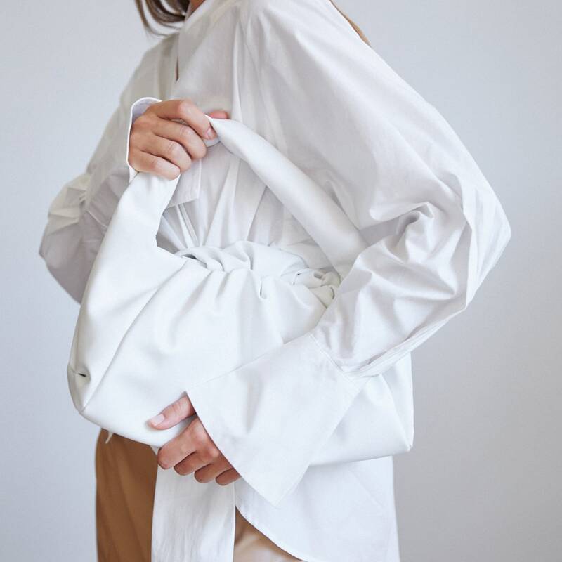 

Minimalist Ruched Bag, White