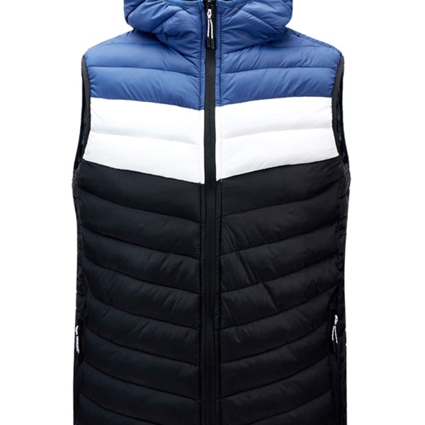 

Men Color Block Hooded Padded Vest, Multicolor