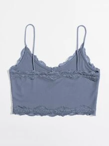 SHEIN MOD 蕾絲邊短版吊帶上衣 - 淺藍色 - 查看 2