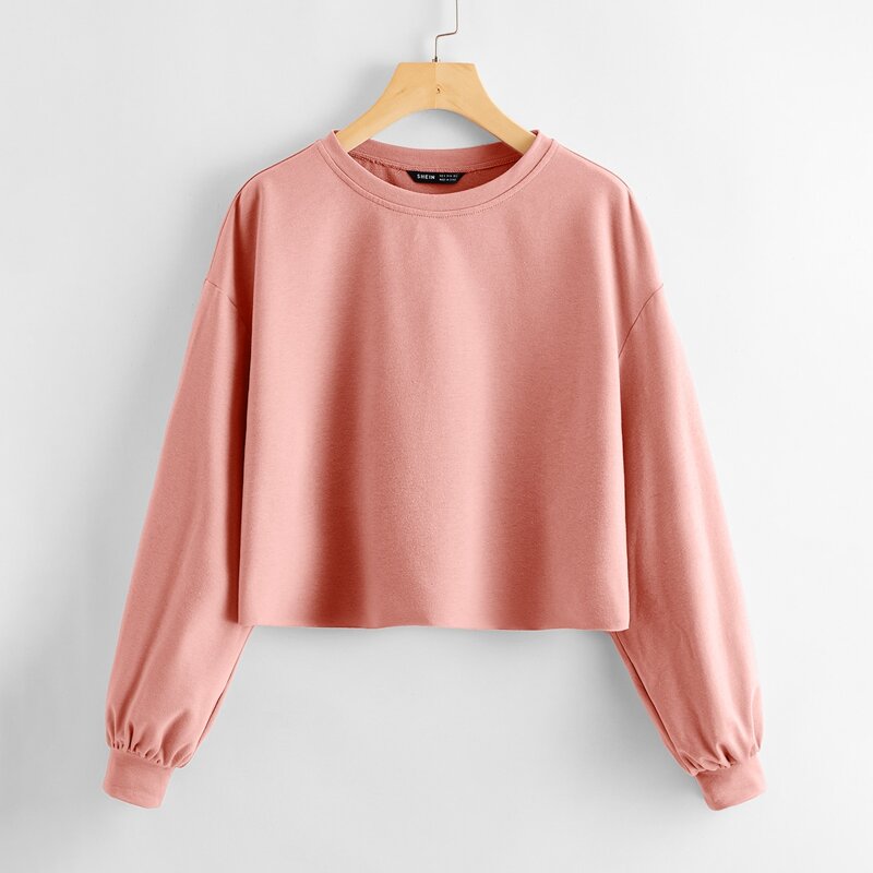 

Drop Shoulder Crop Pullover, Pastel dusty pink