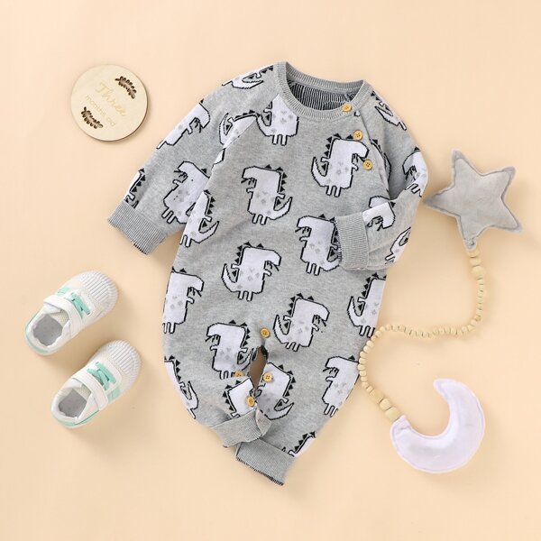 

Baby Boy Allover Cartoon Graphic Sweater Jumpsuit, Light grey