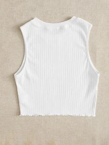 SHEIN EZwear 羅紋針織背心上衣 - 白色 - 查看 2