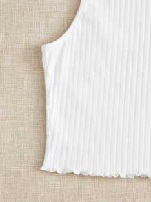 SHEIN EZwear 羅紋針織背心上衣 - 白色 - 查看 3