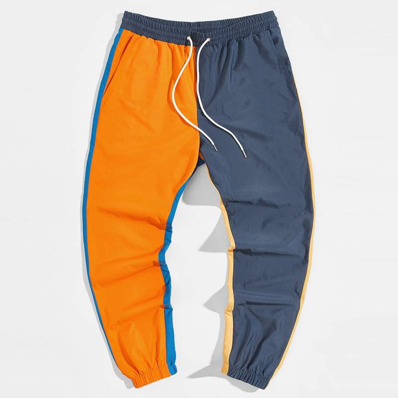

Guys Drawstring Waist Colorblock Pants, Multicolor