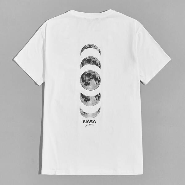 

Men Moon & Letter Graphic Tee, White