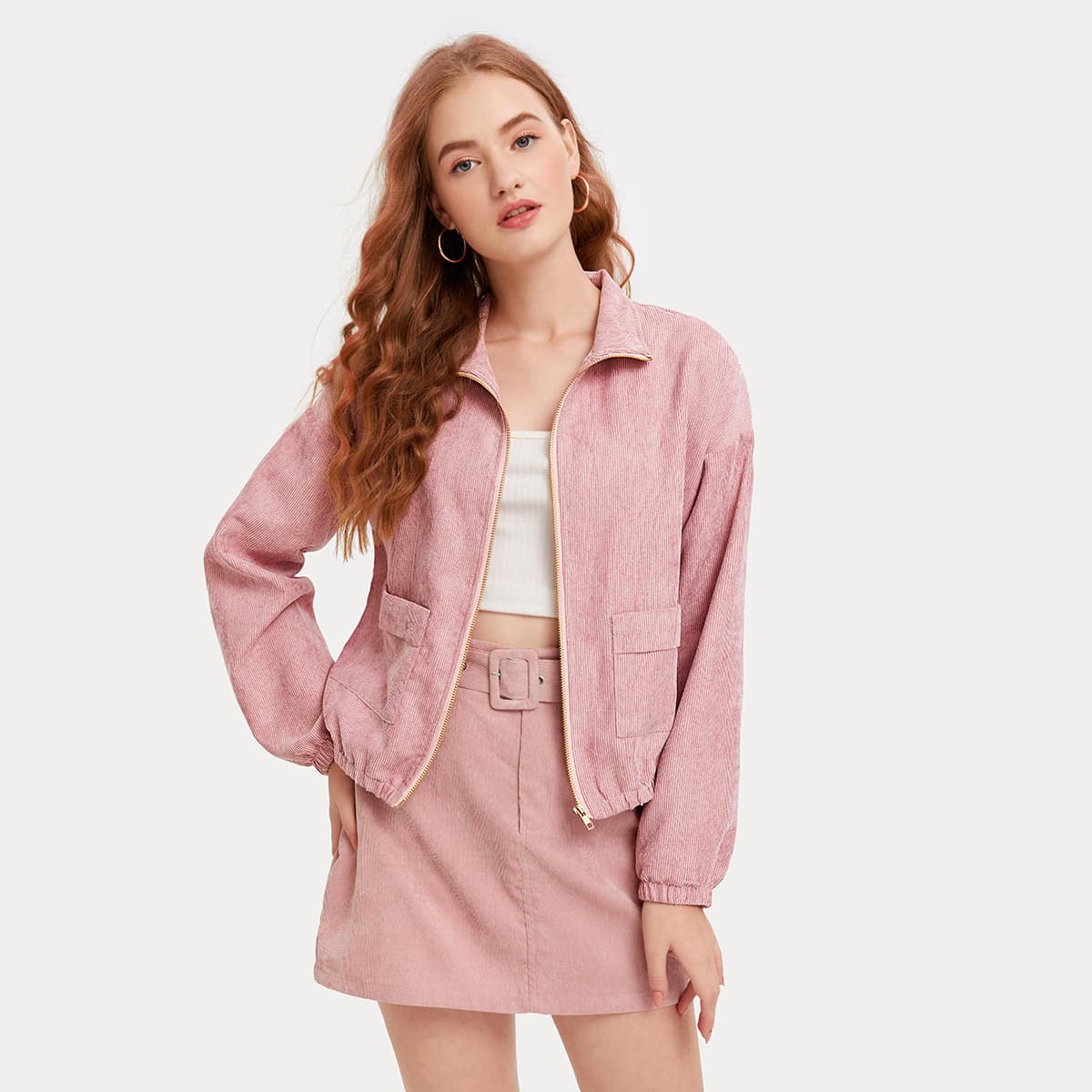 

Double Pocket Corduroy Jacket, Baby pink
