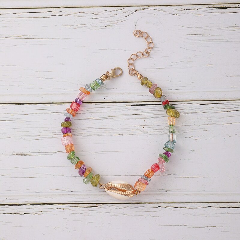 

Shell Crystal Anklet, Multicolor