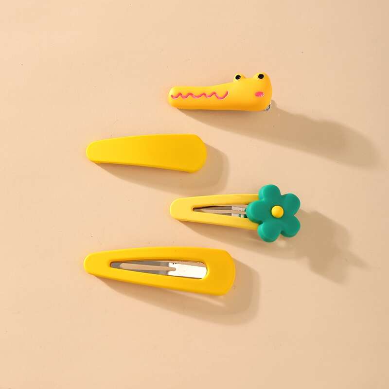 

4pcs Cartoon Hair Clip, Yellow