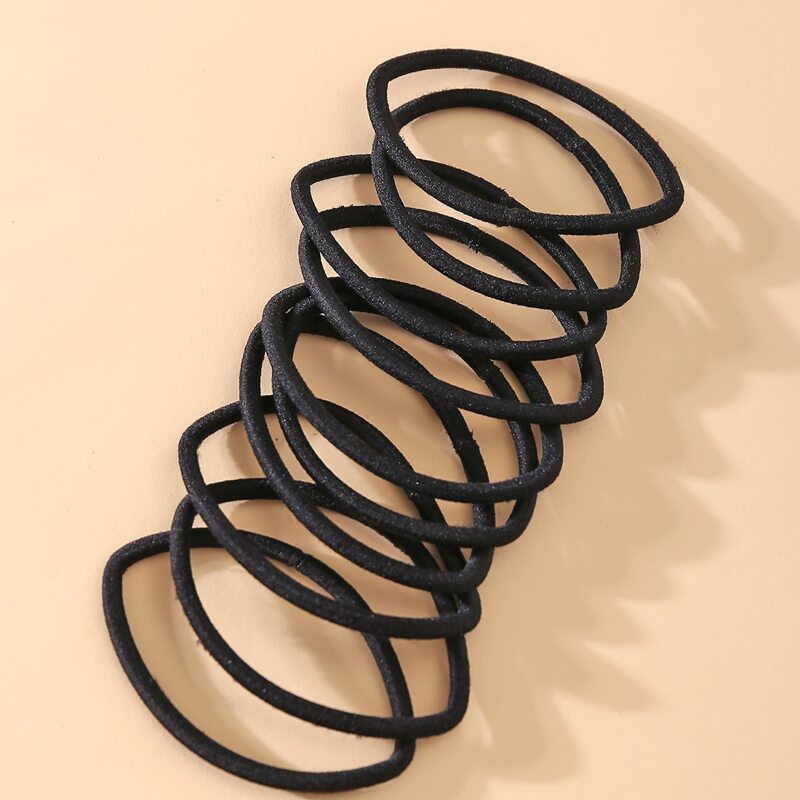 

10pcs Solid Hair Tie, Black