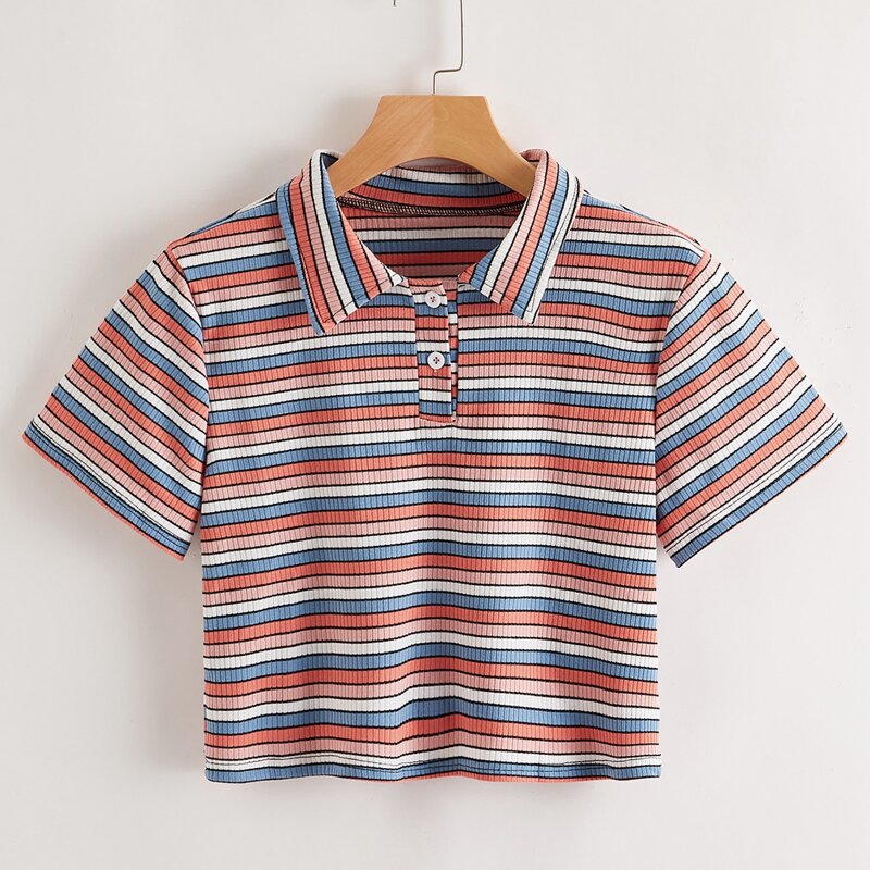 

Colorful Striped Polo Tee, Multicolor