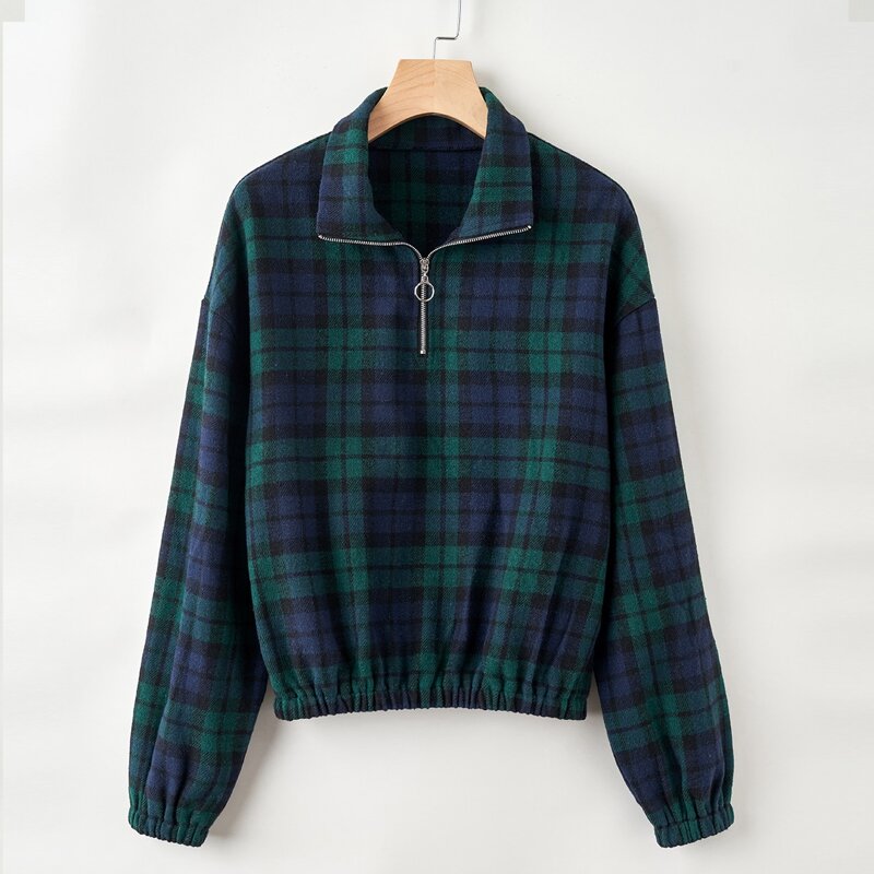

Plaid Half Zip Sweatshirt, Multicolor