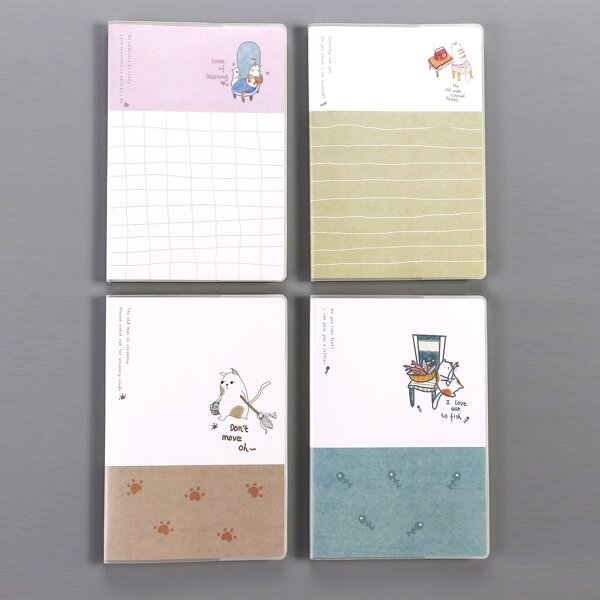 

1pack Cat Print Cover Random Notebook, Multicolor