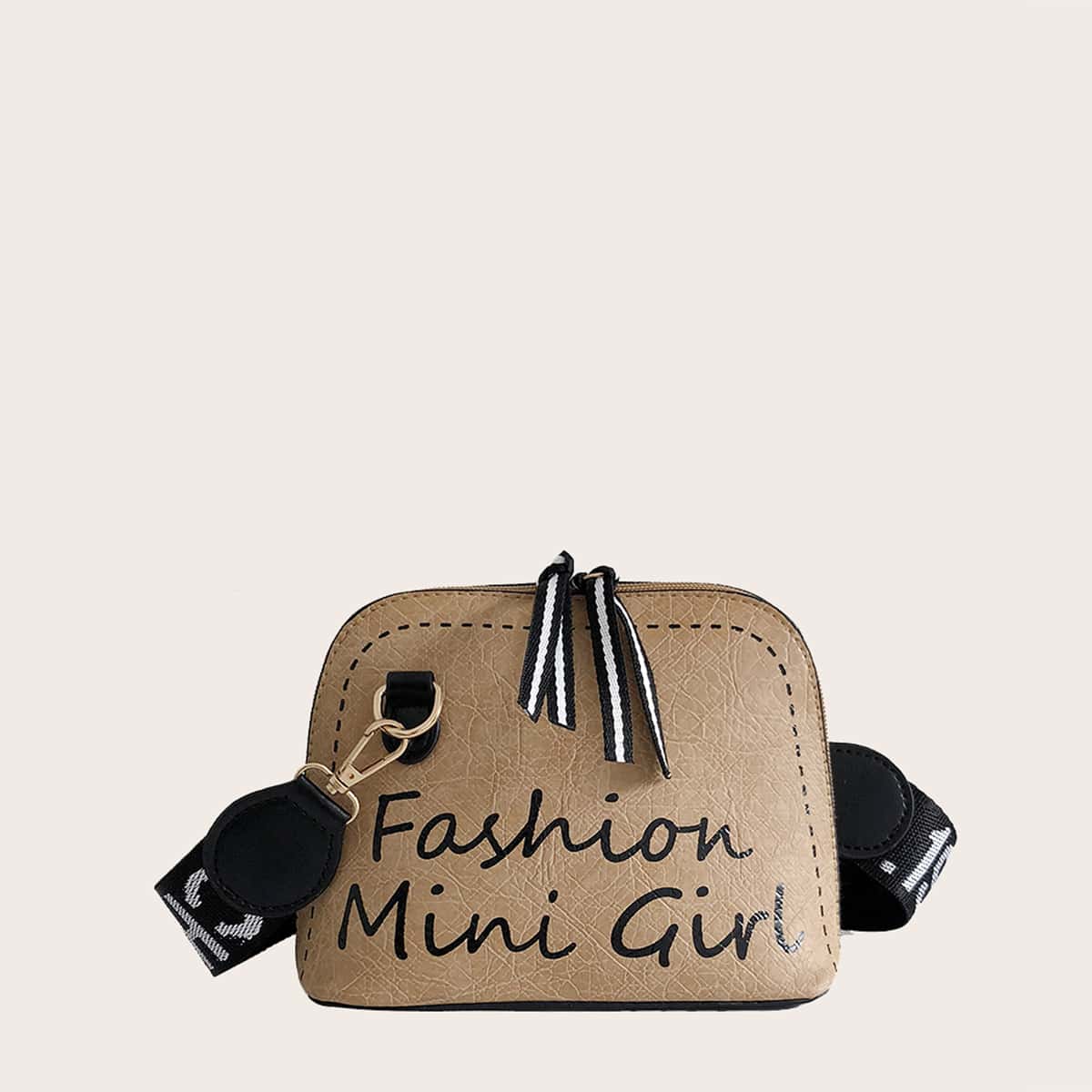 

Letter Graphic Crossbody Bag, Khaki
